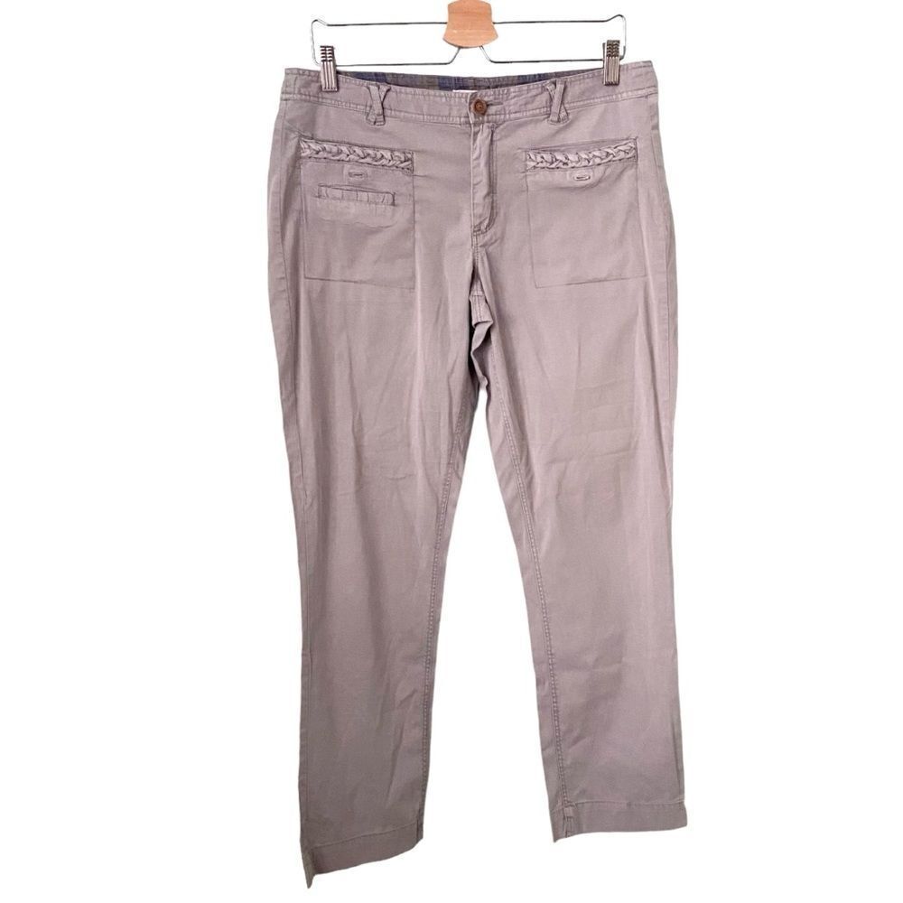 Anthropologie Hei Hei Light Gray Straight Leg Pants W/ Cargo Pockets in Size 10